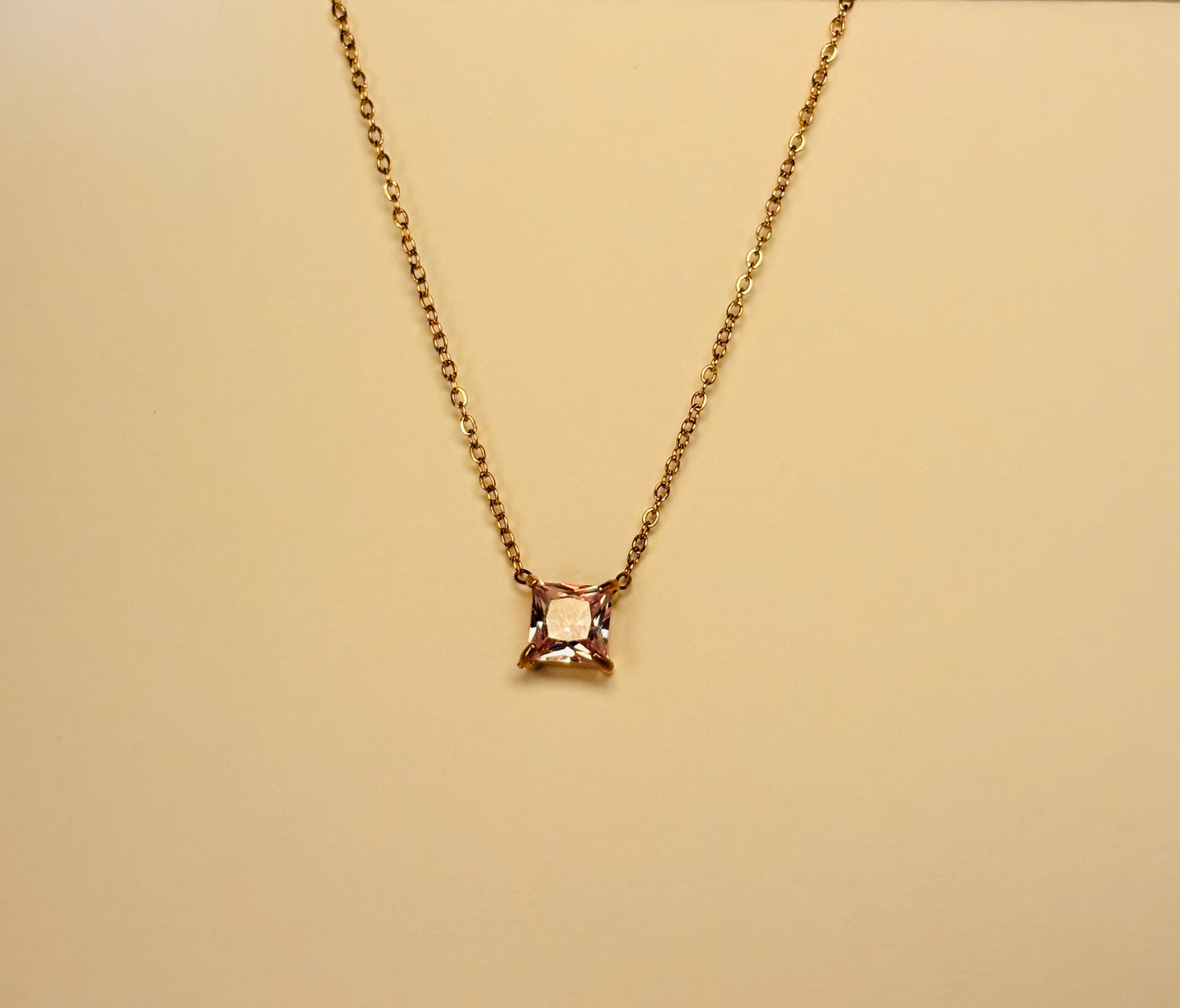 Princess Cut Solitaire Necklace