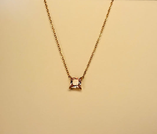 Princess Cut Solitaire Necklace